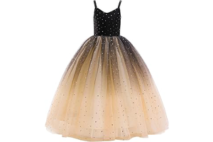 Princess Sparkle Tulle Dress Flower Girl Little/Big Girls Wedding Bridesmaid Dresses Pageant Party Ball Gown: Ombre Dyeing and Production Notes
