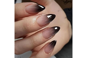 Black Ombre Press on Nails Short Almond Fake Nails Goth False Nails Press ons for Halloween Manicure Reusable Artificial Nail Full Cover Glossy: Ombre Dyeing and Production Notes