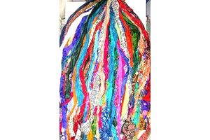 Vintage Fabrics Crafts 45 Yards Unstitched Sari Silk Yarn Ribbon Tassels 45 Strips SKEINS Mixed Shades Journal Scrapbook Craft Project Decor: Jacquard Weave and Production Notes