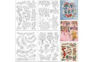 ORIGACH 4 Sheets Water Soluble Neckline Embroidery Patterns Stabilizers - Pre-Printed Floral Patterns Designs - Stick & Stitch Embroidery Paper: Print Design and Production Notes