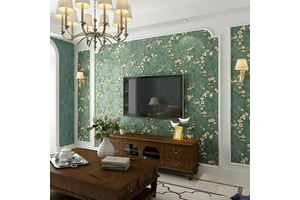 Q QIHANG Country Retro Pastoral Style Non-Woven Embossed Pattern Living Room Bedroom Non-Pasted Wall Paper 1.73' W x 32.8'L (A Blue): Jacquard Weave and Production Notes