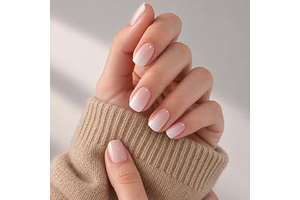 Ombre Press on Nails Short Squoval, Milk Nude, 30 Pcs: Ombre Dyeing and Production Notes