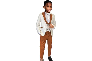 Boy's Suit 3 Piece Slim Fit Formal Suits for Kids Wedding Ring Bearer Outfit Jacquard Blazer Vest Pants Set: Jacquard Weave and Production Notes