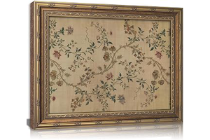 Vintage gold framed Floral Vine wall art Retro Beige Botanical Painting Canvas Prints Elegant Antique Flower French Leaf Wall Decor for: Print Design and Production Notes