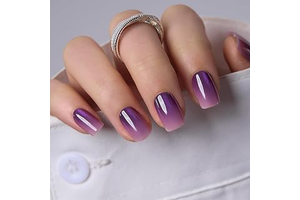 CurvLife Short Square Ombre Press On Nails, Twilight Fade Purple, Soft Gel: Ombre Dyeing and Production Notes