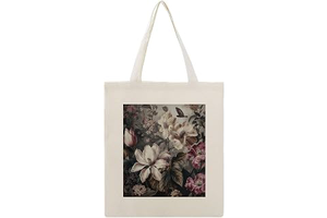 Spring Floral Print Tote Bag Open Top, Everyday Carry, Pockets Canvas Tote Bag- Gift for Women，Aesthetic Tote Bag，Reusable, Grocery Shopping: Print Design and Production Notes