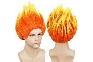 Pre-Styled Fire Wig Orange Ombre Wig Spiky Funny Hair Wig + Wig Cap: Ombre Dyeing and Production Notes
