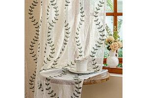 AmHoo 2 Panels Linen Leaf String Floral Embroidered Semi Sheer Curtain Farmhouse Voile Curtains for Living Room Bedroom Window Treatment Sage: Print Design and Production Notes
