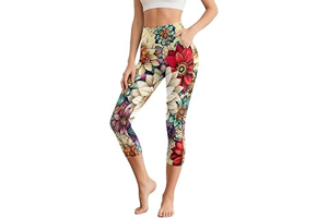Capri Leggings for Women High Waist Elastic Breathable Plus Size Yoga Pants with Pockets for Workout or Casual Wear: Print Design and Production Notes