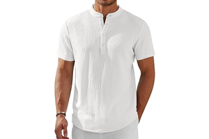 Men's Henley Shirt Short Sleeve Stand Collar Summer Casual Beach Hippie T-Shirts: OEM Production and Sizing Notes