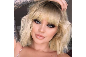 MISSQUEEN Short Blonde Wig with Bangs,Ombre Wavy Blonde Bob Wigs for Women: Ombre Dyeing and Production Notes