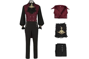 Men Medieval Gothic Outfit Steampunk Vampire Cosplay Costume: Jacquard Weave and Production Notes
