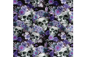 Soimoi - Floral & Skull Print - Purple - 42 Inch Wide 100% Cotton Fabric, Fine Weave Lightweight Fabric for Sewing, Craft, Summer Dresses: Print Design and Production Notes