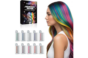 Festive Fun Hair Chalk Combs, 10 Color Temporary Washable Hair Color Dye with Built-in Comb for Cosplay, Birthday, Holiday Party & DIY Styling: Ombre Dyeing and Production Notes