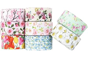 Floral Flower Printed Grosgrain Ribbon Tape 1" Wide x 40 Yards Total for DIY Handmade Hair Bow Wedding Festival Home Party Birthday Decorations: Print Design and Production Notes