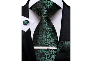 Paisley Ties for Men Silk Necktie and Pocket Square Cufflinks Tie Clip Set Woven Classic Mens Tie for Wedding Party: Jacquard Weave and Production Notes