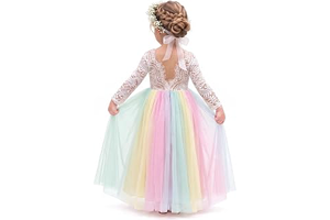 Girl Peony Lace Back A-Line Straight Tutu Tulle Party Flower Girl Dress: Ombre Dyeing and Production Notes