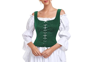 Women's Renaissance Corset Vest Lace Up Medieval Pirate Top: Jacquard Weave and Production Notes