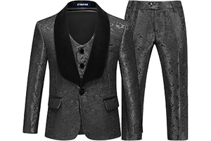 Boys Tuxedo Suits Set Jacquard Kids Dress Floral Outfit: Jacquard Weave and Production Notes