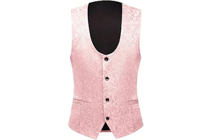 Men's Jacquard Suit Vest Business Formal Party Dress Waistcoat Vest with 2 Pockets for Suit or Tuxedo Slim Fit: Jacquard Weave and Production Notes