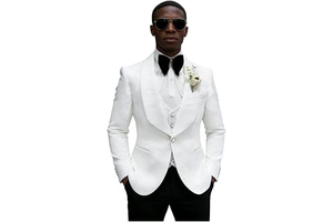 Men's 3 Piece Suits Slim Fit Tuxedo Suit Set Jacquard Blazer Jacket Vest Pants Set for Wedding, Prom, Business: Jacquard Weave and Production Notes