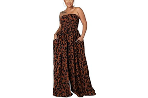 Women's Summer Casual Sleeveless Spaghetti Strap Wide Leg Jumpsuit Loose Tube Top Romper with Pockets: OEM Production and Sizing Notes