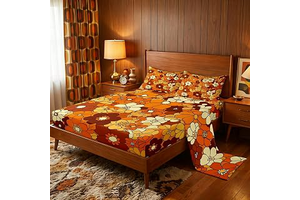 Boho Floral Bed Sheets Set King Retro Groovy Flowers Sheet Set 60S 70S Hippie Flower Power Bedding Set For Kids Girls Women Groovy Natural: Print Design and Production Notes
