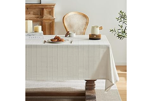 ZeeMart Linen Checked Rectangle Table Cloth 52x70 Inch Ivory: Jacquard Weave and Production Notes
