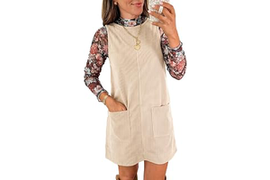 Womens Corduroy Overall Dress Sleeveless Pinafore Pockets: OEM Production and Sizing Notes