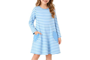 Girls Long Sleeve Dress with Heart Pockets Dresses Dresses 3-7Y: OEM Production and Sizing Notes