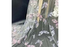 Embroidered Tulle Fabric 35x57in - Mesh Dragonfly Pattern Sequin Lace Fabric Fashion Exquisite for DIY Clothing Bridal Wedding Dress Accessory: Ombre Dyeing and Production Notes