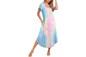 Long Nightgowns for Women with Pockets Short Sleeves House Dresses: OEM Production and Sizing Notes