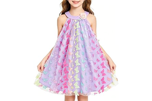Toddler Girl Halter Neck Tulle Dress Flower Embroidery A-Line Sundress Summer Party Dress for Little Girls: Ombre Dyeing and Production Notes