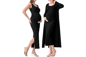 Rnxrbb 2 PCS Summer Fall Maternity Dresses Long Cardigan Set for Women: OEM Production and Sizing Notes