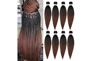 Braiding Hair Pre Stretched 24 Inch 8 Packs Ombre Braiding Hair Professional Soft Yaki Texture, Hot Water Setting Hair Extensions for Braids: Ombre Dyeing and Production Notes