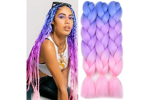 BACANA Pink Ombre Braiding Hair Extensions 3Pcs Jumbo Braiding Hair for Box Braids 24inch Blue/Purple/Pink: Ombre Dyeing and Production Notes