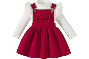 Little Princess Girls Corduroy Overall Dress with Bow and White Long Sleeve T-Shirt Set Toddler Holiday Party Outfit: OEM Production and Sizing Notes