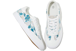White Sneakers for Women PU Leather & Jacquard Canvas Tennis Shoes Low Top Casual Lace Up Walking Shoes: Jacquard Weave and Production Notes
