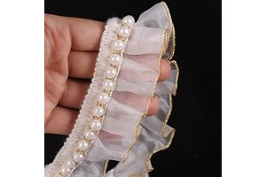 HAVII 3 Yards Organza Pleated Lace Edge Ruffle Trim Ribbon with Pearl Beads for Doll Pet Dress Clothing Applique Sewing DIY Crafts, 1.5 Inch: Fabric Sourcing and Quality Notes