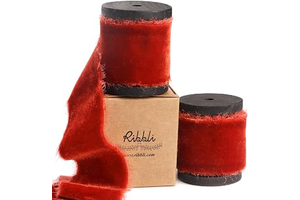Ribbli Rust Red Velvet Ribbon 1.5 Inch Handmade Frayed Vintage Christmas Ribbon for Gift Wrapping Christmas Tree Ornament Wreath Craft Home: Jacquard Weave and Production Notes