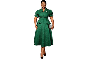 Summer 2 Piece Formal Outfits for Women Floral Jacquard Button Down Peplum Top A Line Midi Wedding Guest Skirt Sets: Jacquard Weave and Production Notes