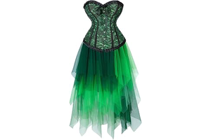 Corset Dress Multi Layer Skirt Tulle Set Top Princess Overbust Bustier Women's Lace up Boned Jacquard Plus Size: Jacquard Weave and Production Notes