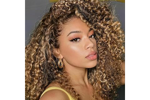Ombre Kinky Curly Half Wig Human Hair Glueless Wigs 180% Density 16 Inch: Ombre Dyeing and Production Notes
