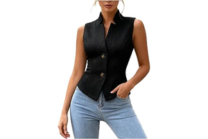 Women's Jacquard Blazer Vest - Dressy Stand Collar Sleeveless Trendy Casual Work Office Slim Waistcoat: Jacquard Weave and Production Notes