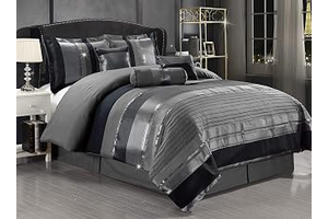 7-Piece Luxury King Comforter Set - Grey & Silver Metallic Chenille Woven Jacquard Bedding - Elegant Traditional Bed in a Bag Collection (102" x: Jacquard Weave and Production Notes