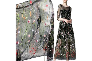 Lace Fabric,2 Yards Black Beautiful Multicolor Seaweed Flowers Dense Embroidery Fabric Tulle Lace DIY for Sewing Dress Accessories (71inch x: Print Design and Production Notes