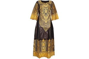 African Bazin Riche Woman Rhinestone Long Dress Lace Patchwork Maxi Dresses with Headwrap: Jacquard Weave and Production Notes