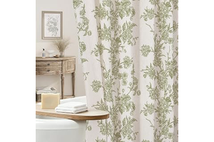 Sage Linen Farmhouse Shower Curtain, Vintage Boho Floral 72x72: Print Design and Production Notes