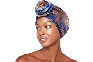 Top Knot African Turban for Women, Soft Mesh Inner Pre-Tied Bonnet, Stretchy Jacquard Headwear, Head Wrap Scarf: Jacquard Weave and Production Notes