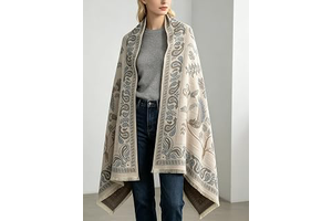 Women Paisley Bird Print Jacquard Pashmina Shawl Wrap Fringe Edge Vintage Reversible Warm Poncho Scarf: Jacquard Weave and Production Notes